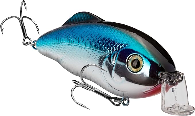 Strike King Hybrid Hunter Shallow Jr. Fishing Lure, Shallow Diving Crankbait, 90-Degree Bill, 3D Eyes, Loud Rattle, Dives 1 to 3-Feet,Size 4 & 6 Treble Hooks