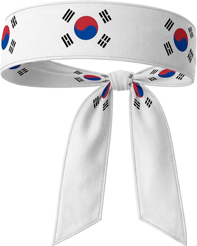 Tie Headband for Women & Men, Flag Patterned Sports Sweatband Head Wrap, Hair Bandana Accessory, 40" x 2.4"