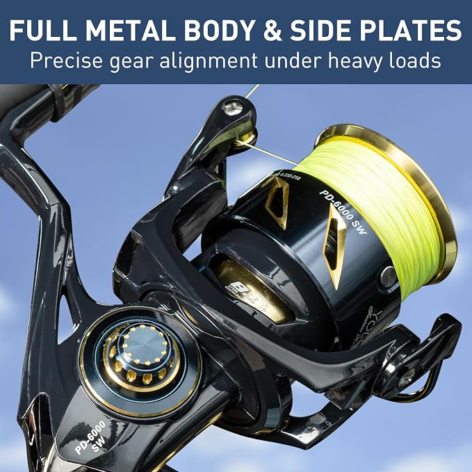 THKFISH Powerful Metal Spinning Fishing Reel, Carbon Fiber 26 LBs Max Drag - 8+1BB Surf Spinning Fish Reel for Saltwater Rell Freshwater Rell 5000/6000