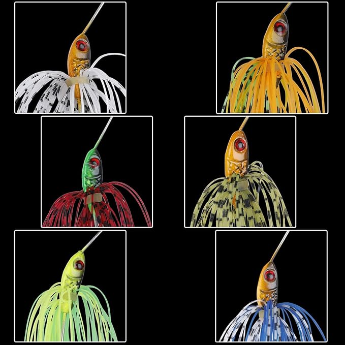 Spinner Baits 6 Pcs Spinner Baits for Bass Fishing Trout Salmon Hard Metal Spinnerbaits