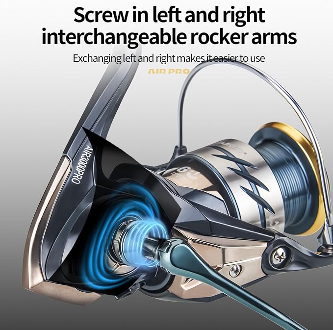 Spinning Reel for Fishing - Saltwater Resistant, Carbon Fiber Lightweight Body, Waterproof Seals, Anti-Tangle Design, Smooth Casting, 18lb Drag, Metal line Guide, Interchangeable Handle