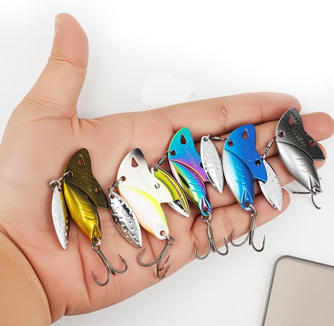Blade Bait Bass Fishing Lures, 5pcs Hard Metal VIB Lures Swimbait Sinking Jigging Spoons Blade Baits for Trout Crappie Walleye Saltwater Freshwater Fishin AQUAVEXIS