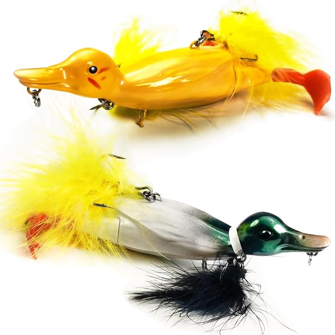 Topwater Duck Fishing Lures, Realistic Baby Duckling Baits Floating Artificial Hard Swimbaits for Bass Pike Musky Catfish Freshwater Saltwater Fishing