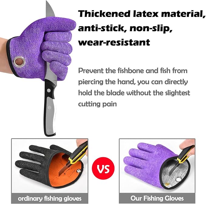 Fishing Gloves with Magnet Release - Non-Slip, Professional, Puncture Proof, Fish Handling