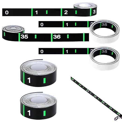Gemscream 6 Pcs Rod Ruler 36'' Fish Measuring Decals Measuring Tape Stickers Transparent Tape Measure Kayak Fishing Accessories for Rod Boat Kayak (Black,Green)