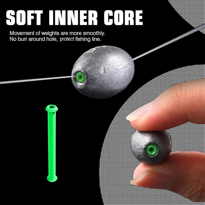 AMYSPORTS Egg Lead Fishing Weights Kit Drop Bass Weights Sinker Tackle Saltwater Casting Fishing Sinkers Set Oval Freshwater