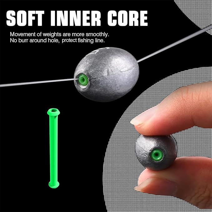 AMYSPORTS Egg Lead Fishing Weights Kit Drop Bass Weights Sinker Tackle Saltwater Casting Fishing Sinkers Set Oval Freshwater