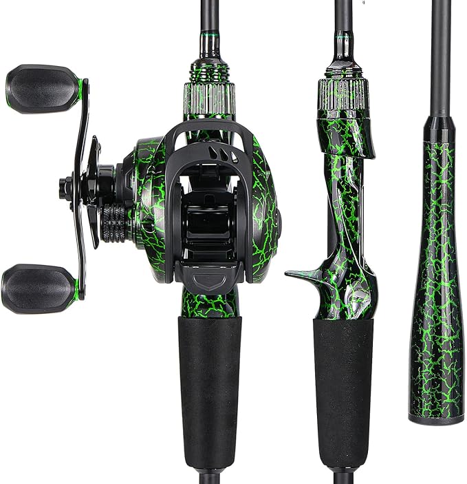 Sougayilang Casting Fishing Rod Combos, IM6 Graphite 2Pc Blanks, Anti-Reverse Baitcasting Reel, Stainless Steel Guides