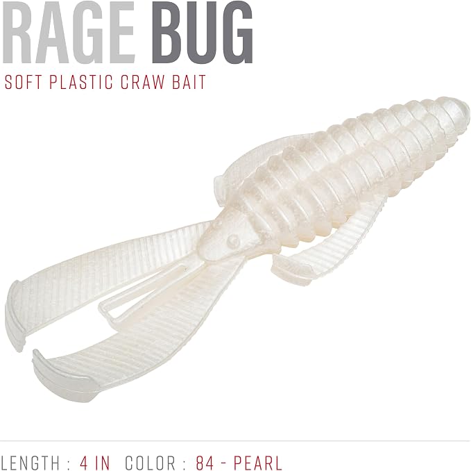 Strike King Rage Bug Fishing Lure, Soft Plastic Grub, Unique Design, Subtle Action