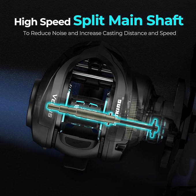 KastKing Verus Baitcasting Fishing Reel, 6oz Ultra Lightweight, Halo XII Magnetic Brake, 9+1 MaxiDur Double Shielded Stainless Steel BB, Up to 18 Lbs Max Drag, 8.0:1/7.2:1 Gear Ratio
