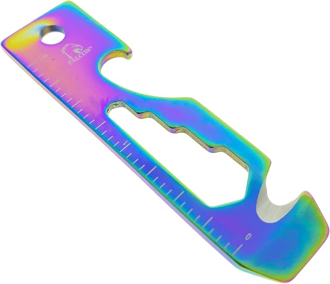 Wallet Size 6 Functions Hand Tool. Stainless Steel. For Camping, Fishing, Hunting, EDC Tool (BK+BL+CH+GD+RB)