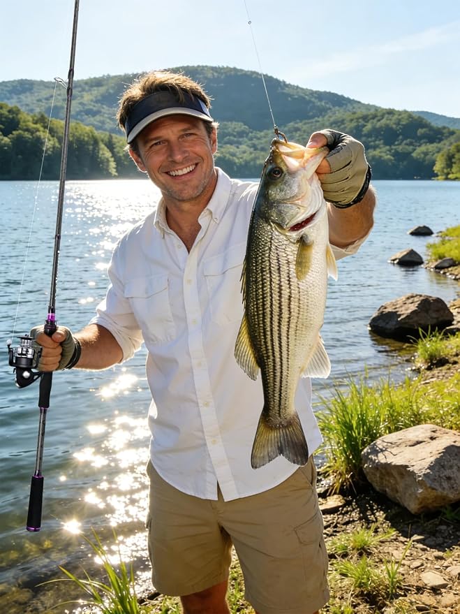 Jenseits Carbon Fiber Fishing Rod Series (6-12 Ft), Spinning & Casting Rods with Stainless Steel Ceramic Guides, Fast Action Fishing Pole for Bass, Trout, Walleye & Surf Fishing