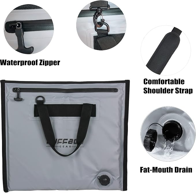 Buffalo Gear Insulated Cooler Bag - 20x18in Bait Cooler, Waterproof Fish Kill Bag