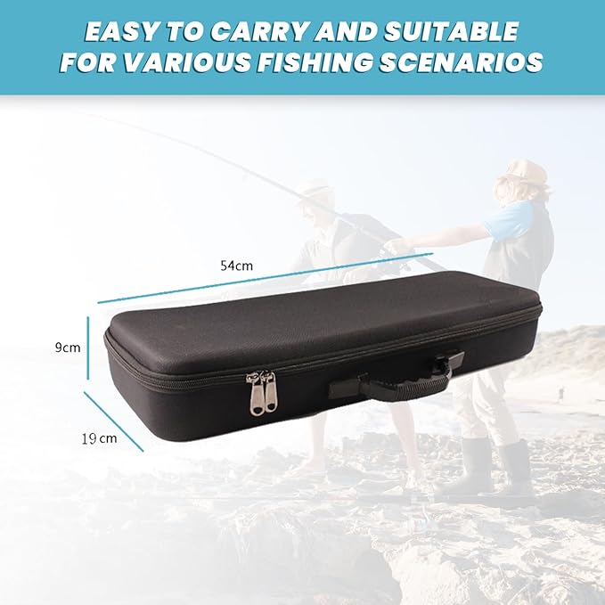 54 * 19 * 9cm Hard Fishing Rod Case Portable Fishing Tackle Bag Waterproof Fishing Rod Carrying Case with Foam, Travel Fishing Rod Bag for Outdoor Fishing Gear Storage
