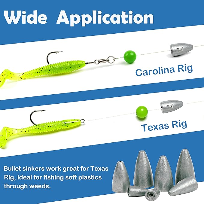 25PCS Fishing Weights Sinkers Kit Bullet Weights Bass Weights Worm Weights Slide Sinkers for Fishing Line Saltwater Freshwater