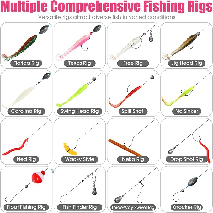517 Pcs Father's Day Large 3 Layers Tackle Box with Tackle Fishing Lures Kit Included Pliers, Fish Lip Gripper, Crankbait, Hooks, Other Accessories Fishing Kit for Men Gifts(Pink White)