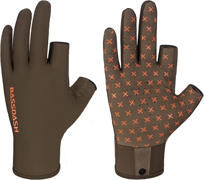 BASSDASH Unisex Fingerless Camo Hunting Gloves for Men's Women's Early Season Warm Weather UPF 50+ Lightweight Fishing Photography HG03