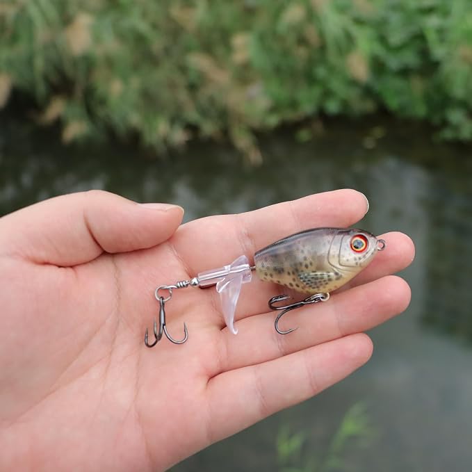 EXAURAFELIS Propeller Lure Bubble Popper luresFishing Lure Top Water Lure Bass Lures Popobait Fishing Lures Bass Lures Topwater Bait for Bass Pike Perch, Floating Pencil Bass Bait with Tackle Box