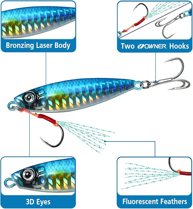 TRUSCEND Vibespinner Easy Catch Fishing Lures with BKK Hooks, Tail Spinner Baits with 4 Actions, Vibrating Swimming Flashing & Jigging for More Bites, Spoon Lures for Bass Trout Crappie Walleye Pike
