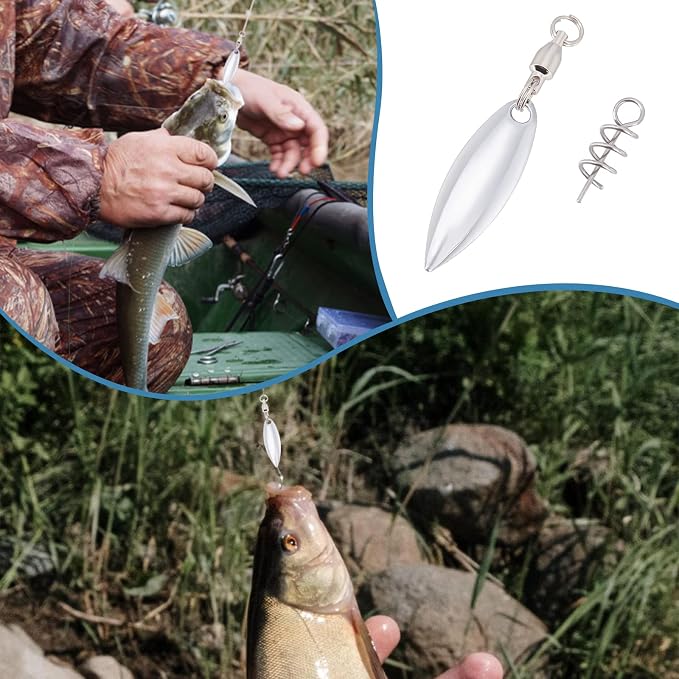 SUPERFINDINGS 15Pcs Fishing Lures Willow or Colorado Blade Spinner Blades Bearing Swivels Tail Spinner Spinnerbait Lure Making Supplies Bass Lures