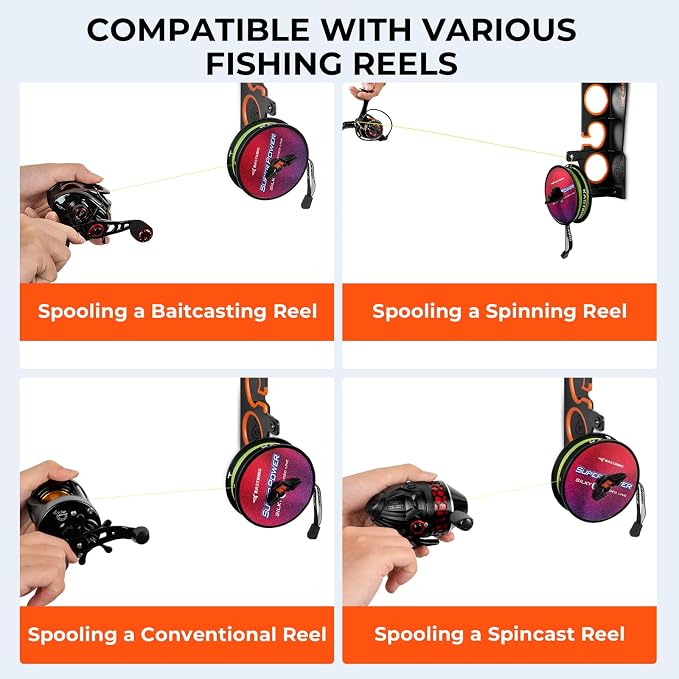 KastKing SafeGuard LS Horizontal Fishing Rod Rack with Line Spooler – Wall or Ceiling Mount, Holds 12 Rods & Combos, No-Twist Fishing Rod Holder with Spooler & Cutter (Spinning & Baitcasting)
