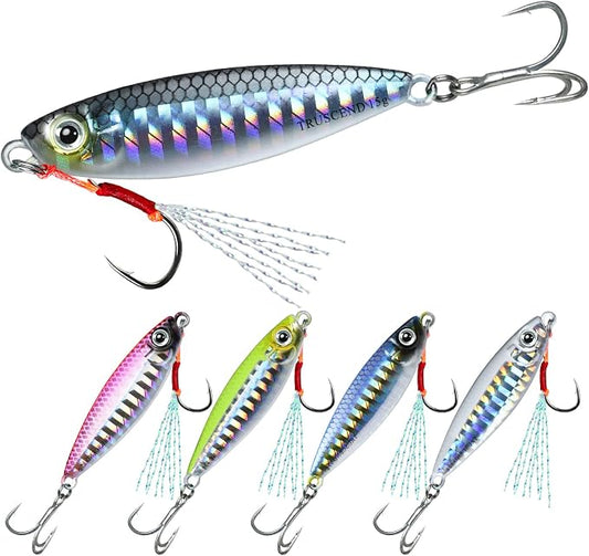 TRUSCEND Vibespinner Easy Catch Fishing Lures with BKK Hooks, Tail Spinner Baits with 4 Actions, Vibrating Swimming Flashing & Jigging for More Bites, Spoon Lures for Bass Trout Crappie Walleye Pike