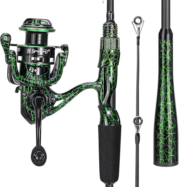 Sougayilang Casting Fishing Rod Combos, IM6 Graphite 2Pc Blanks, Anti-Reverse Baitcasting Reel, Stainless Steel Guides
