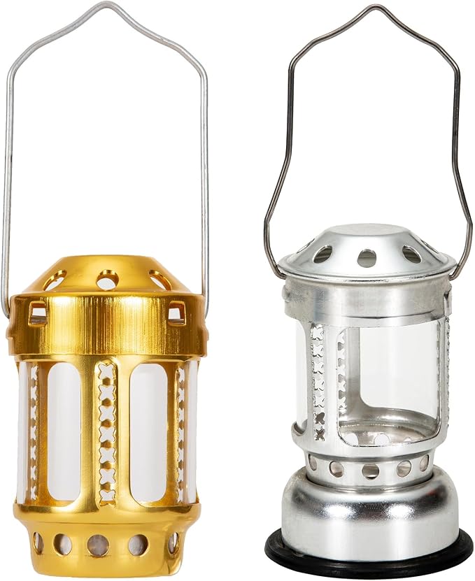 2 PCS Outdoor Hanging Candle Lanterns, Night Fishing Light Weight Lamps with Carry Handle and Glass for Camping (2)