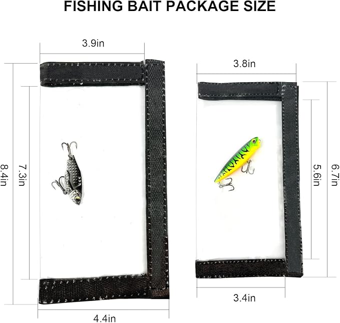 4Pcs Fishing Lure Wraps, Durable & Clear PVC Lure Covers to Keep Hooks Safe, Lures Fishing Hook Covers Bait Storage Easily See Lures, Open and Close Hook & Loop (Large (7.8” x 44”))