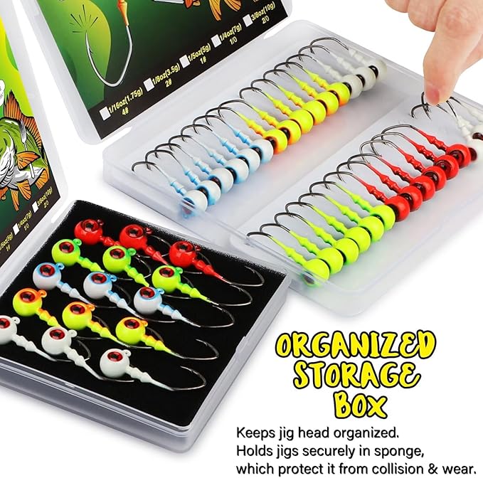 LUCKYFISHING Jig Heads Crappie Jigs Walleye Jigs Heads for Fishing Gifts for Men 1/16oz 1/8oz 1/5oz 1/4oz 3/8oz