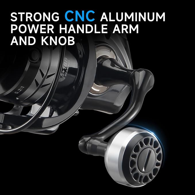 HAUT TON LT Metal Spinning Fishing Reel, Freshwater and Saltwater Fishing Reels, 5+1 Stainless Steel BB, 39.5Lbs Max Drag, CNC Aluminum Handle 3000/4000/5000/6000 for Casting Reel