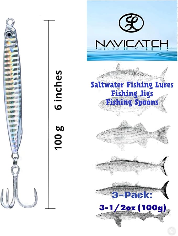 Saltwater Fishing Lures Fishing Jigs Fishing Spoons for Striped bass, Pompano, Spanish Mackerel ，Bluefish