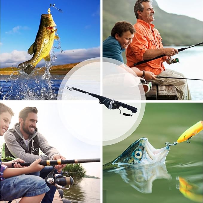 Portable Pocket Fishing Rod & Pole - Collapsible Telescopic Design, Ultra-Compact Foldable Fishing Gear for Travel/Hiking/Backpacking