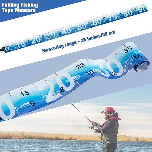 Foldable Fishing Tape Measure Portable Waterproof Fishing Length Ruler Fish Measurement Tool for Boats Coolers Kayaks Saltwater Freshwater 35inch