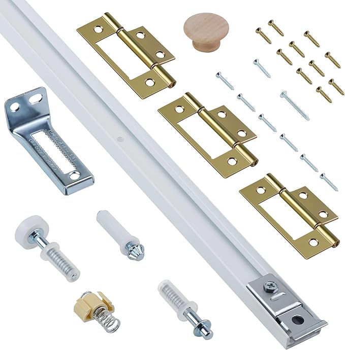 Bifold Door Hardware Kit, 24-Inch Bi-fold Closet Door Track Kit Bifold Closet Door Hardware Kit Folding Door Hardware Repair Replacement Tool Kit