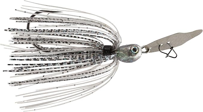Strike King Thunder Cricket Fishing Lure, Vibrating Swim Jig, Silver Blade, 4/0 Jungle-Style Flipping Hook