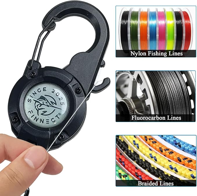 Fly Fishing Zinger Retractor with Carabiner Clip, 26" Steel Wire, Line Cutter, Magnetic Closure, 360° Rotation, 1/2 Packs, Multiple Colors for Fishing, Cycling, Hiking