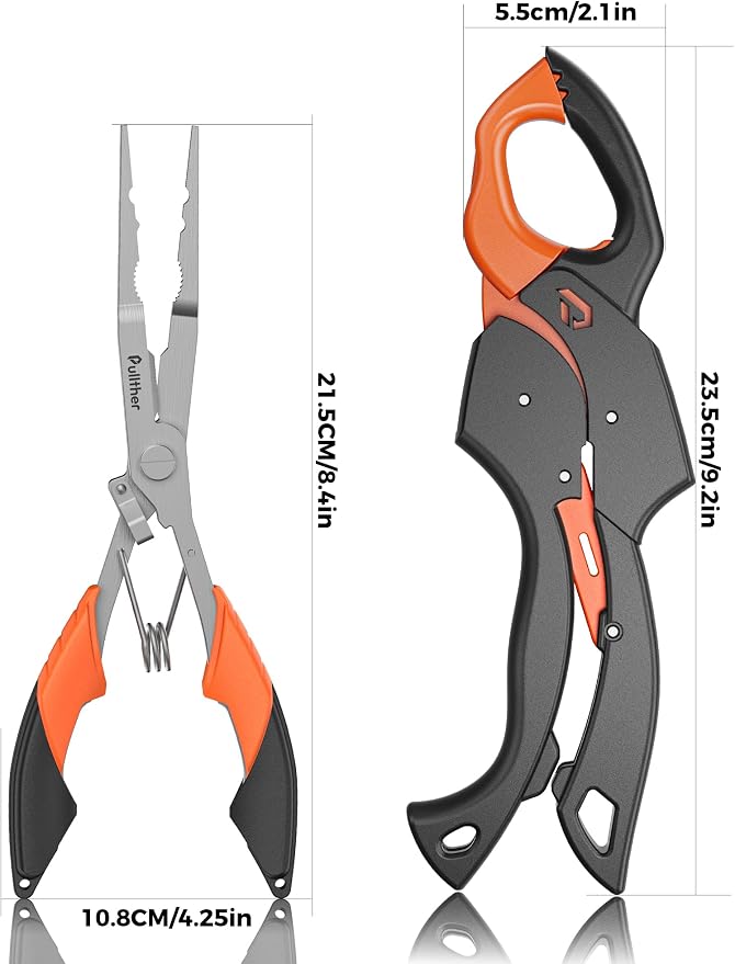 Fish Gripper 9.2",Muti-Function Line Cutter Fishing Pliers, Saltwater Fishing Tool Kit,Fishing Gear with Fishing Lanyard