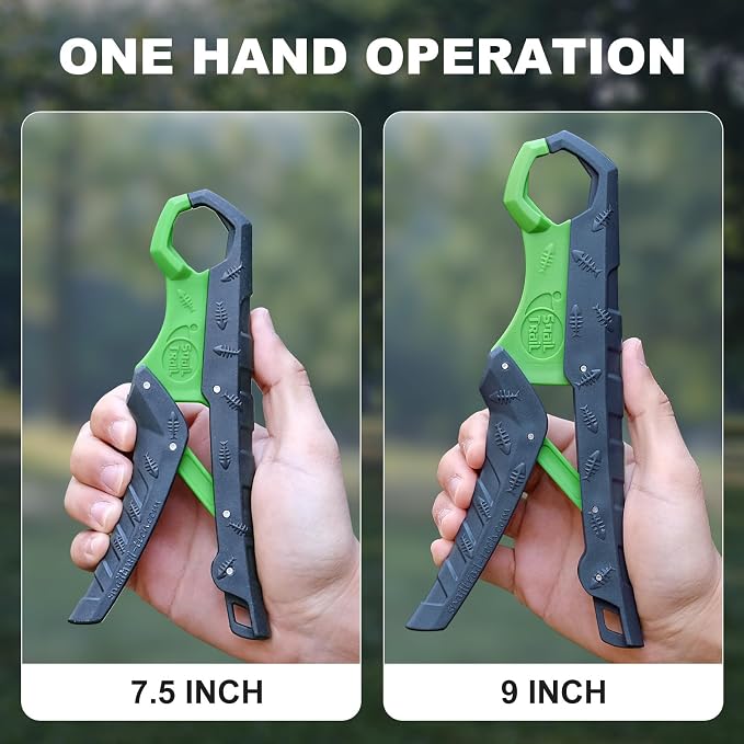 SNAIL TRAIL 2 Pcs Fish Gripper Tool, 7.5" & 9" Floating Lip Grabber, Mouth Holder for Handling Caught Bass, Catfish Pliers Clamp for Scale, Grips for Saltwater & Boat Fishing, Colors May Vary