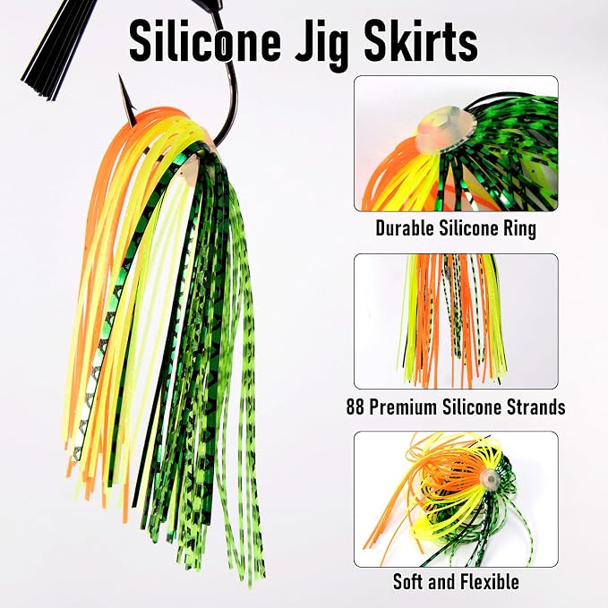Dr.Fish 15 Pack Replacement Jig Skirts 88-Strands Silicone Fishing Umbrella Skirts Quick Change for Spinnerbaits Bass Jig Lures Making Accessories