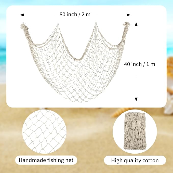 2 Pack Fish Net Decorations for Party