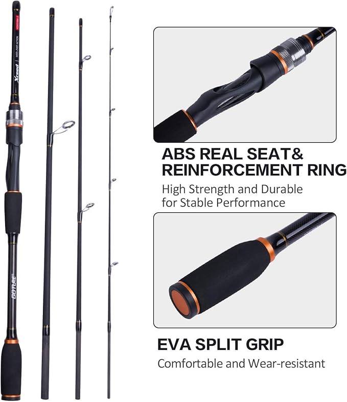 Goture Travel Fishing Rods, 4 Piece Fishing Pole with Case/Bag, Casting/Spinning Rod,Ultralight Fishing Baitcasting Rod 7ft for Saltwater Trout, Bass, Walleye, Pike