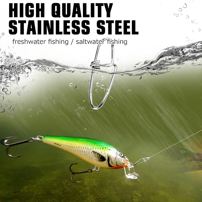 AMYSPORTS Stainless Quick Fishing Snap Kit Power Clip Fishing Snap Saltwater Corrosion Resistance Snaps Swivels Lock Freshwater Connector