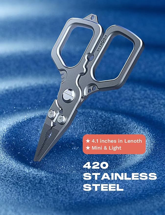 HOOK-EZE Multi-Function Fishing Pliers, Saltwater Resistant Fishing Scissors, Tungsten Cutters, Knot Tying Tool with Lanyard, Split Ring Hook Remover, Gifts for Men