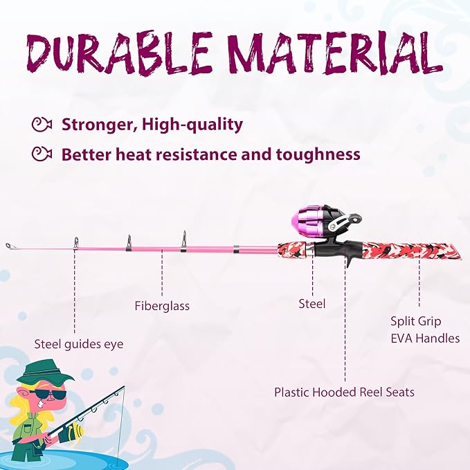 WIDDEN Kids Fishing Pole, Portable Telescopic Kids Fishing Poles for Boys and Girls, Fishing Rod and Reel Combo Kit with Tackle Box, and Fishing Net, Best Fishing Pole for Toddler Youth