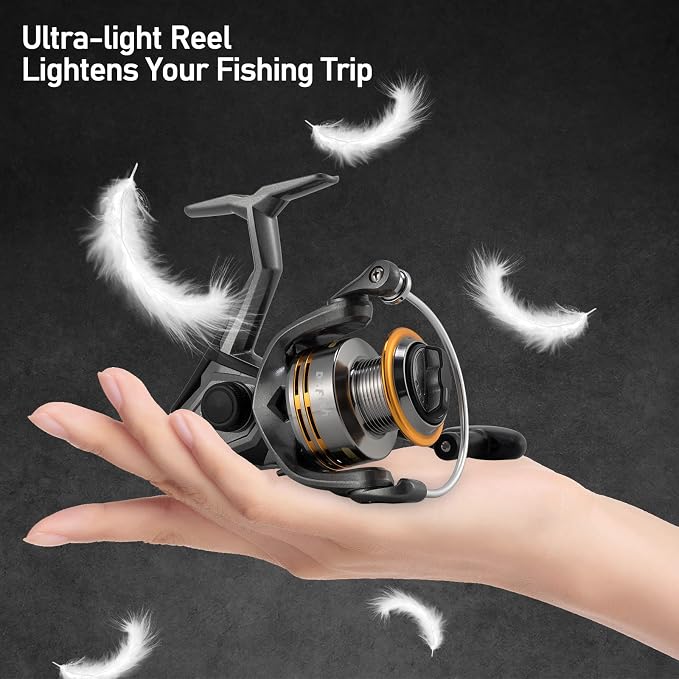 Dr.Fish Gryphon Ultralight Spinning Reel, Light Weight Fishing Reels Graphite Body, Ultra Smooth 9+1 Stainless BBS, 18Lb Max Drag, Aluminum Spool Size 800-4000 Crappie Bass Freshwater