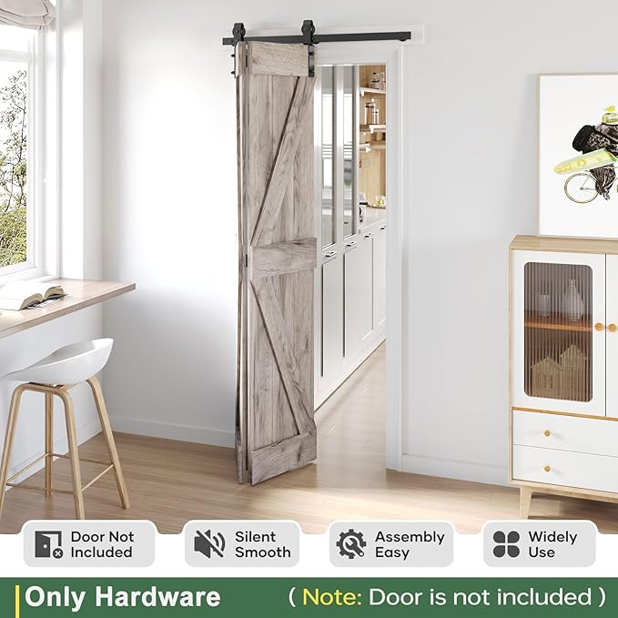 40" Bifold Sliding Barn Door Hardware Track Kit,Side Mounted Black J Shape Roller,Smoothly and Quietly,Assembly Easy,Fit Double 18" Bi-Folding Doors (Door Not Included)