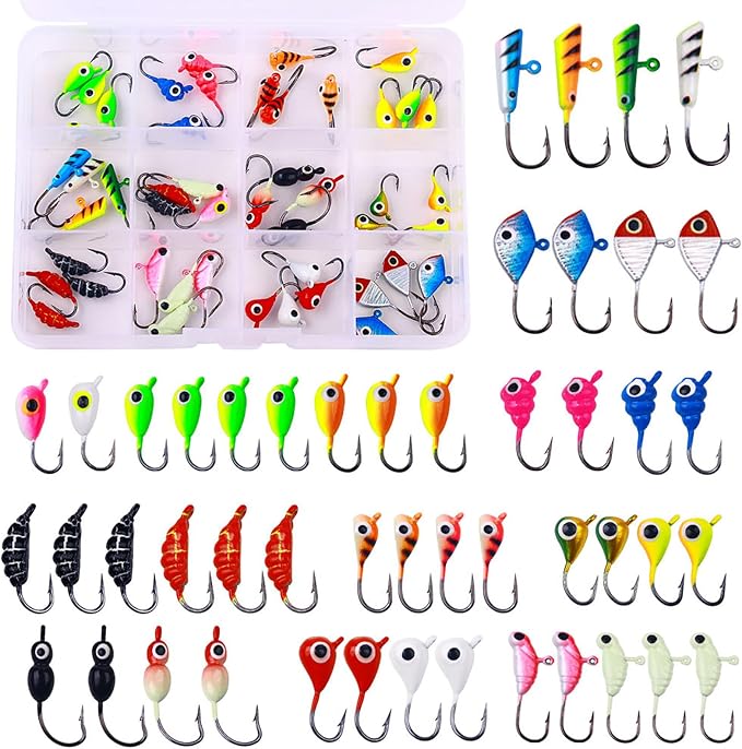 Ice Fishing Jigs Kit Essential Ice Fishing Lures for Beginners to Hook Big Fish and Reel in The Fun!