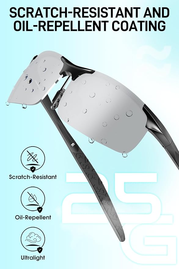 SIPLION Polarized Sunglasses Men Sports: UV Protection Ultra Light Al-Mg Metal Frame Ideal For Driving Fishing Running Golf