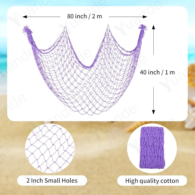 2 Pack Fish Net Decorations for Party